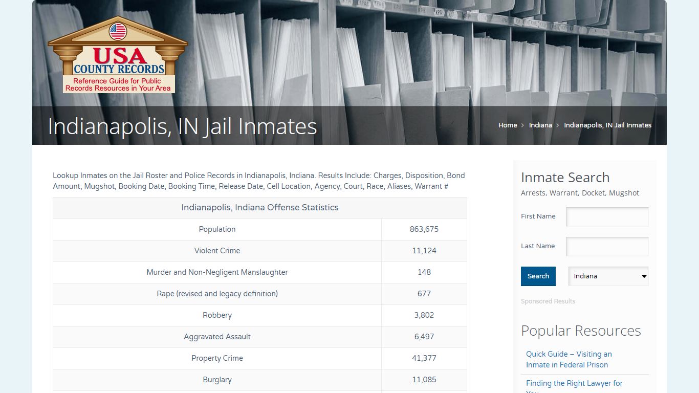 Indianapolis, IN Jail Inmates | Name Search